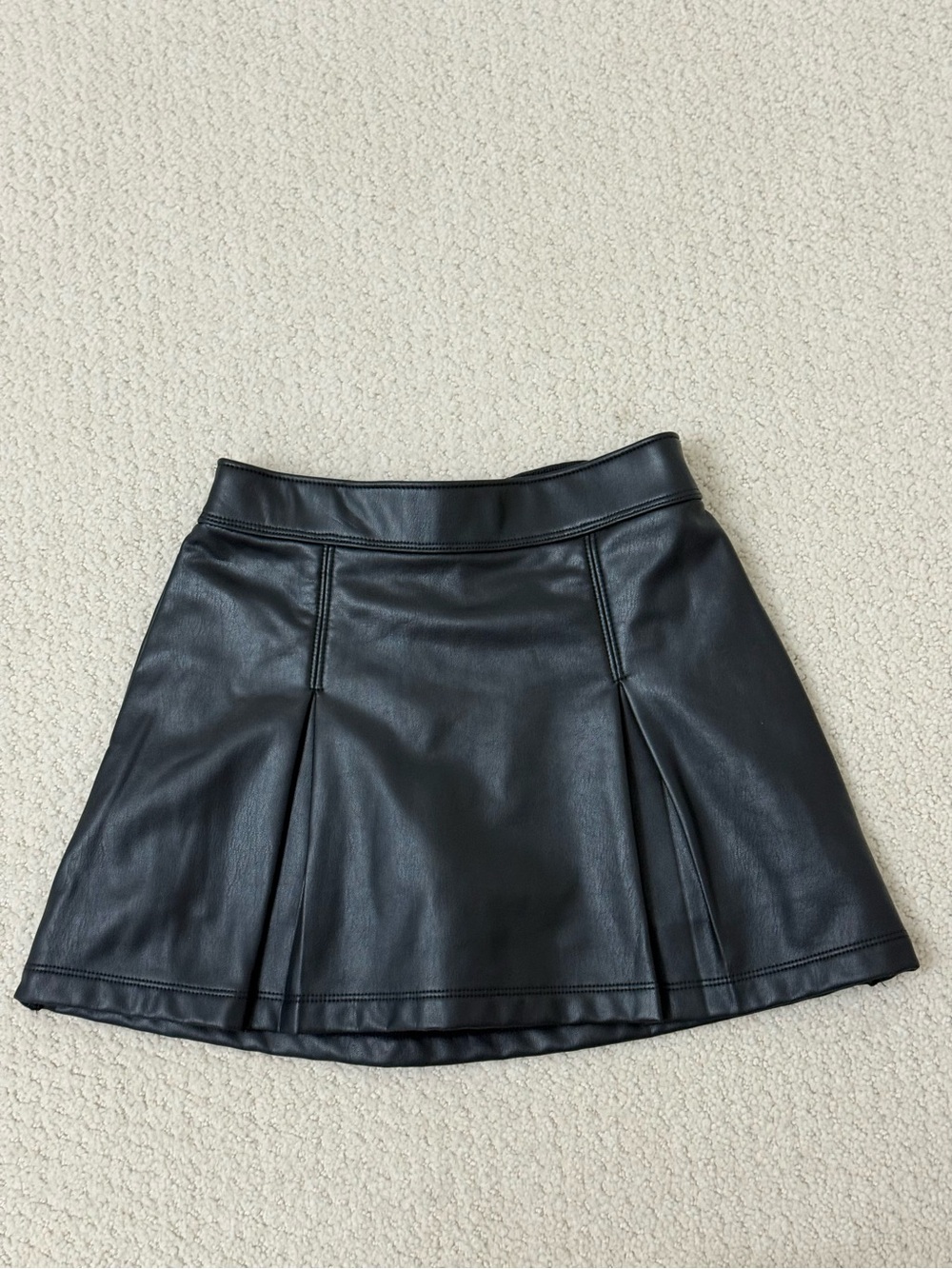 abercrombie kids Black Faux Leather Pleated Skirt